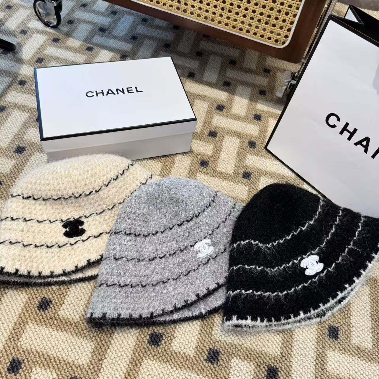 CHANEL香奈儿 新款 秋冬羊毛混纺针织水桶帽