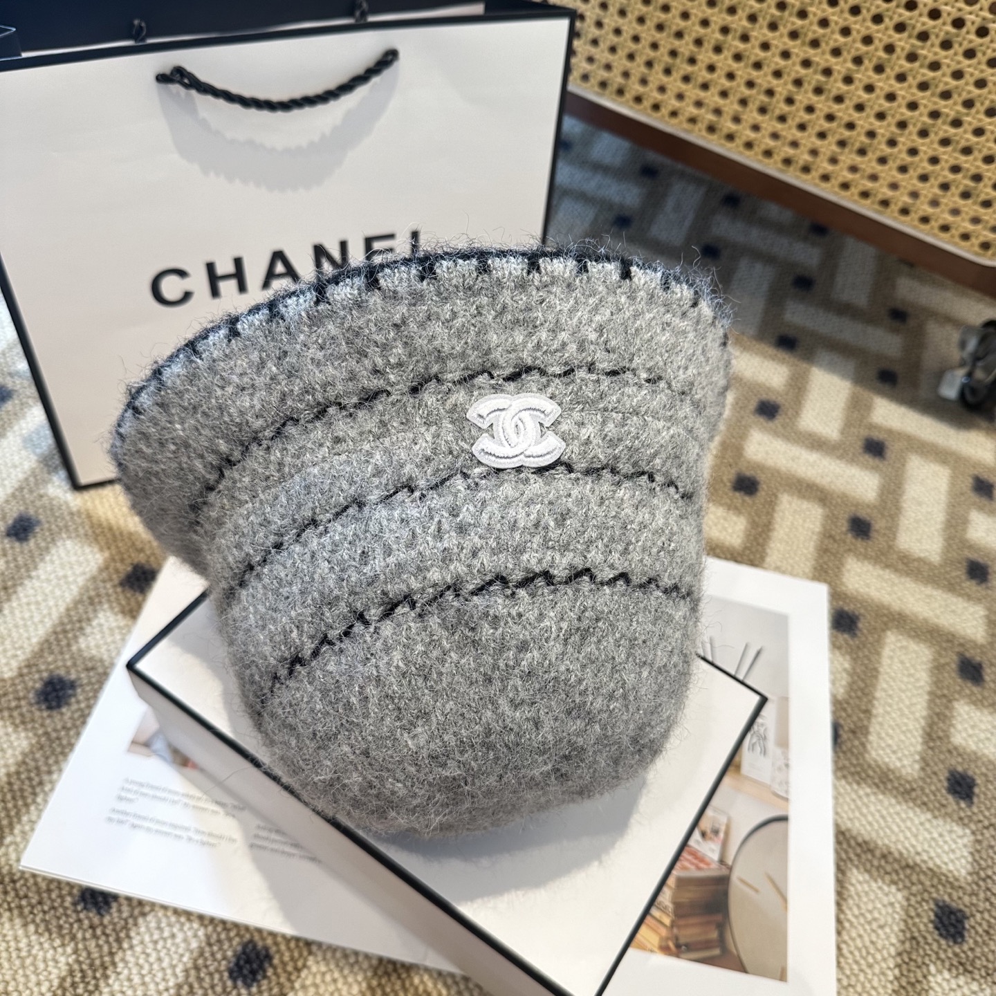 CHANEL香奈儿 新款 秋冬羊毛混纺针织水桶帽