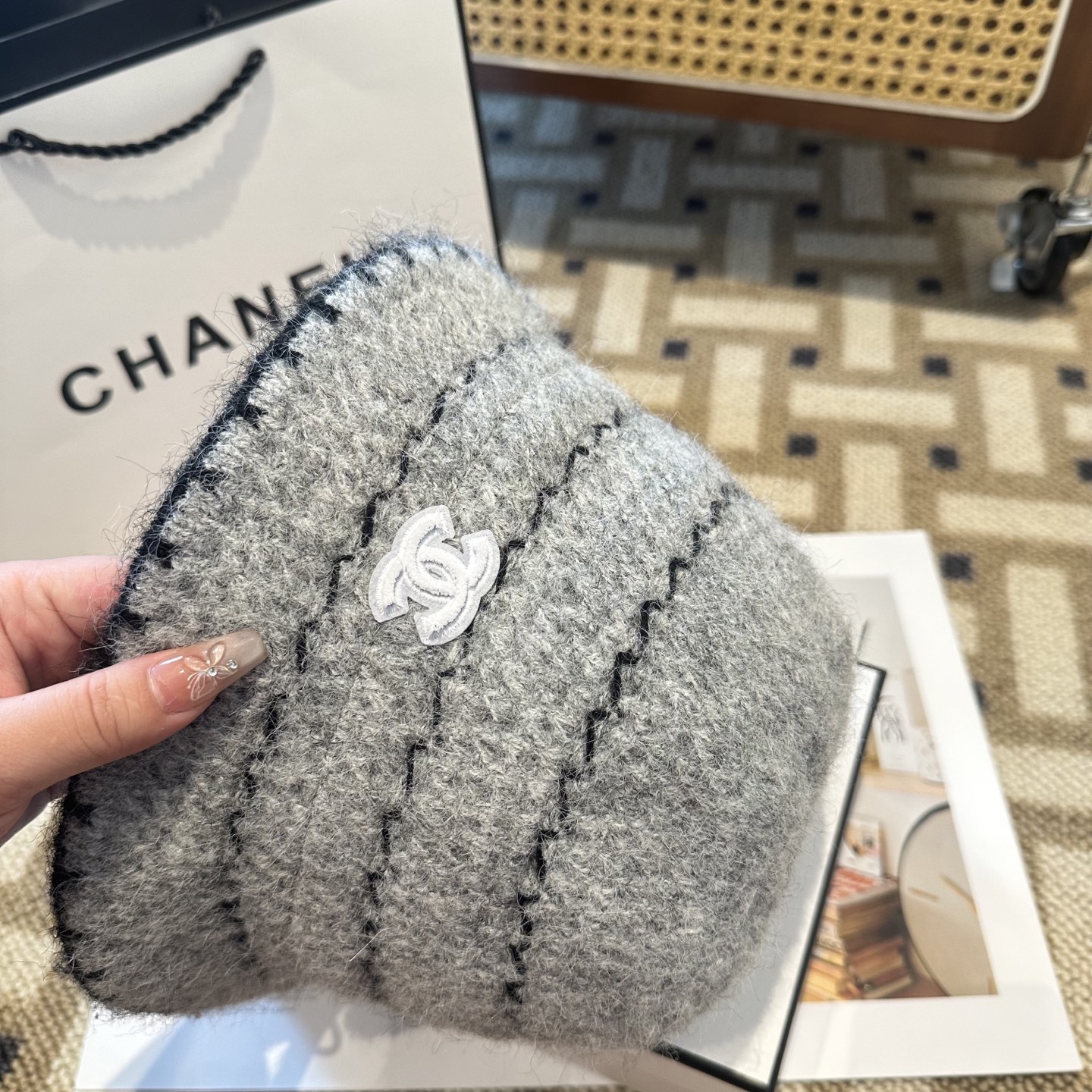 CHANEL香奈儿 新款 秋冬羊毛混纺针织水桶帽