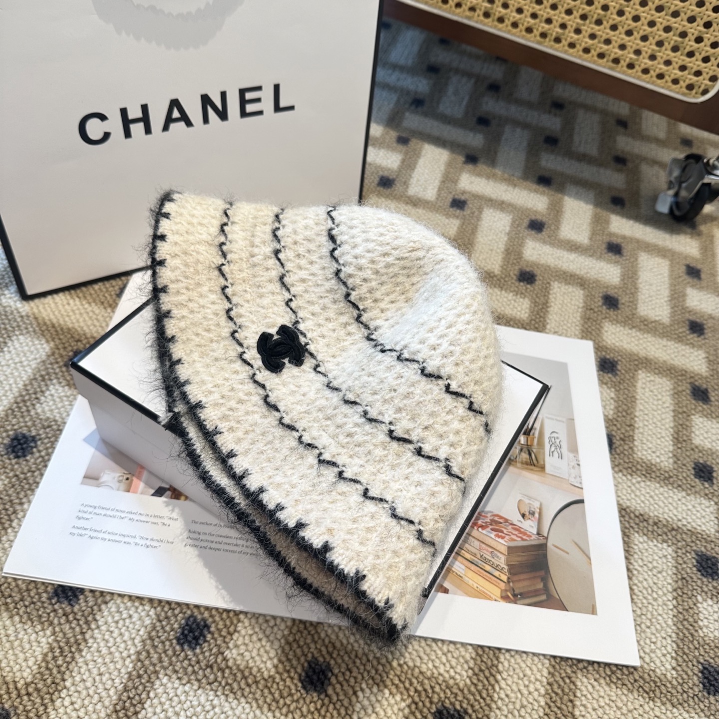 CHANEL香奈儿 新款 秋冬羊毛混纺针织水桶帽