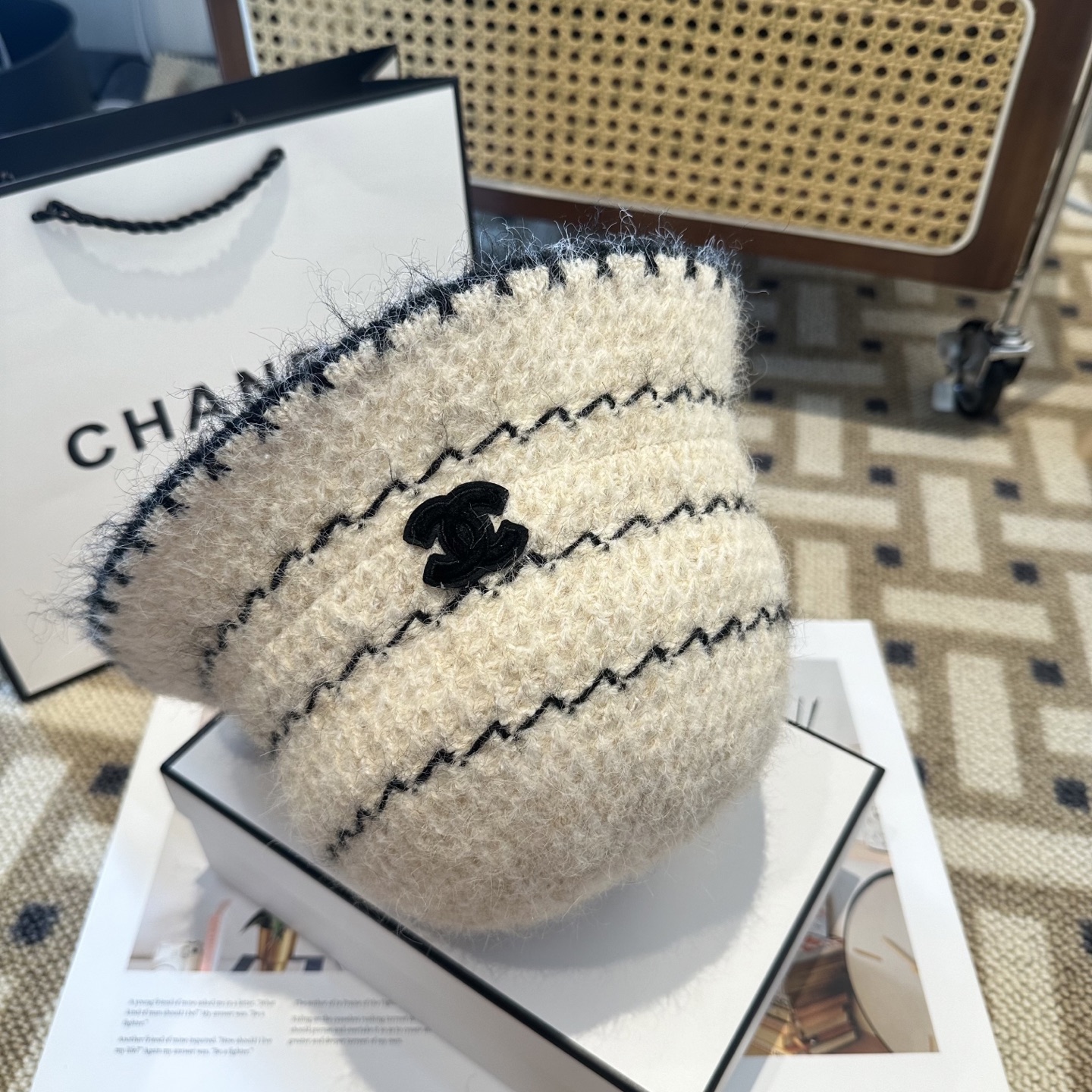 CHANEL香奈儿 新款 秋冬羊毛混纺针织水桶帽
