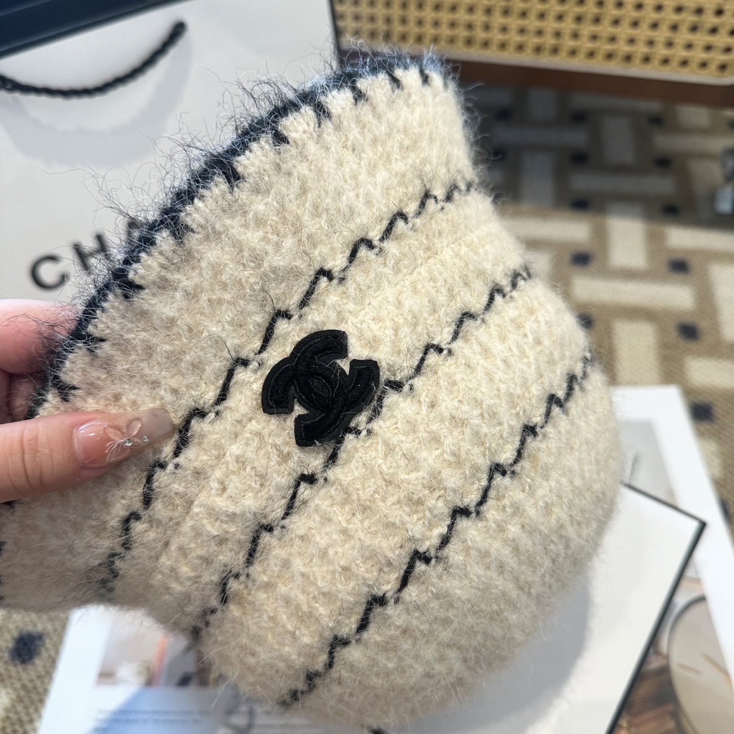 CHANEL香奈儿 新款 秋冬羊毛混纺针织水桶帽