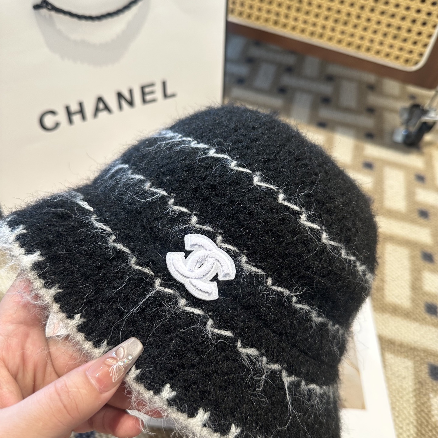 CHANEL香奈儿 新款 秋冬羊毛混纺针织水桶帽