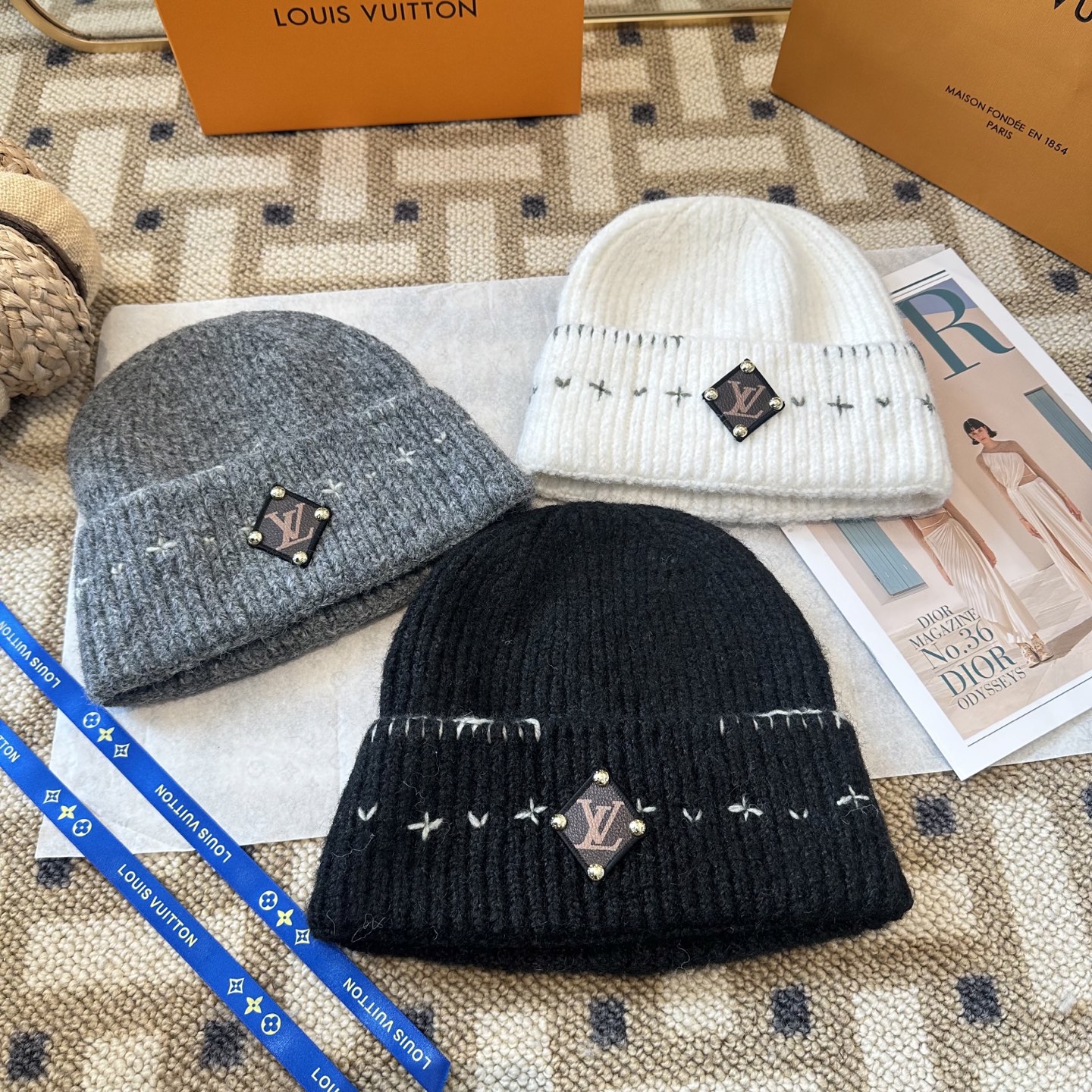 Lv路易威登针织毛线帽，男女同款