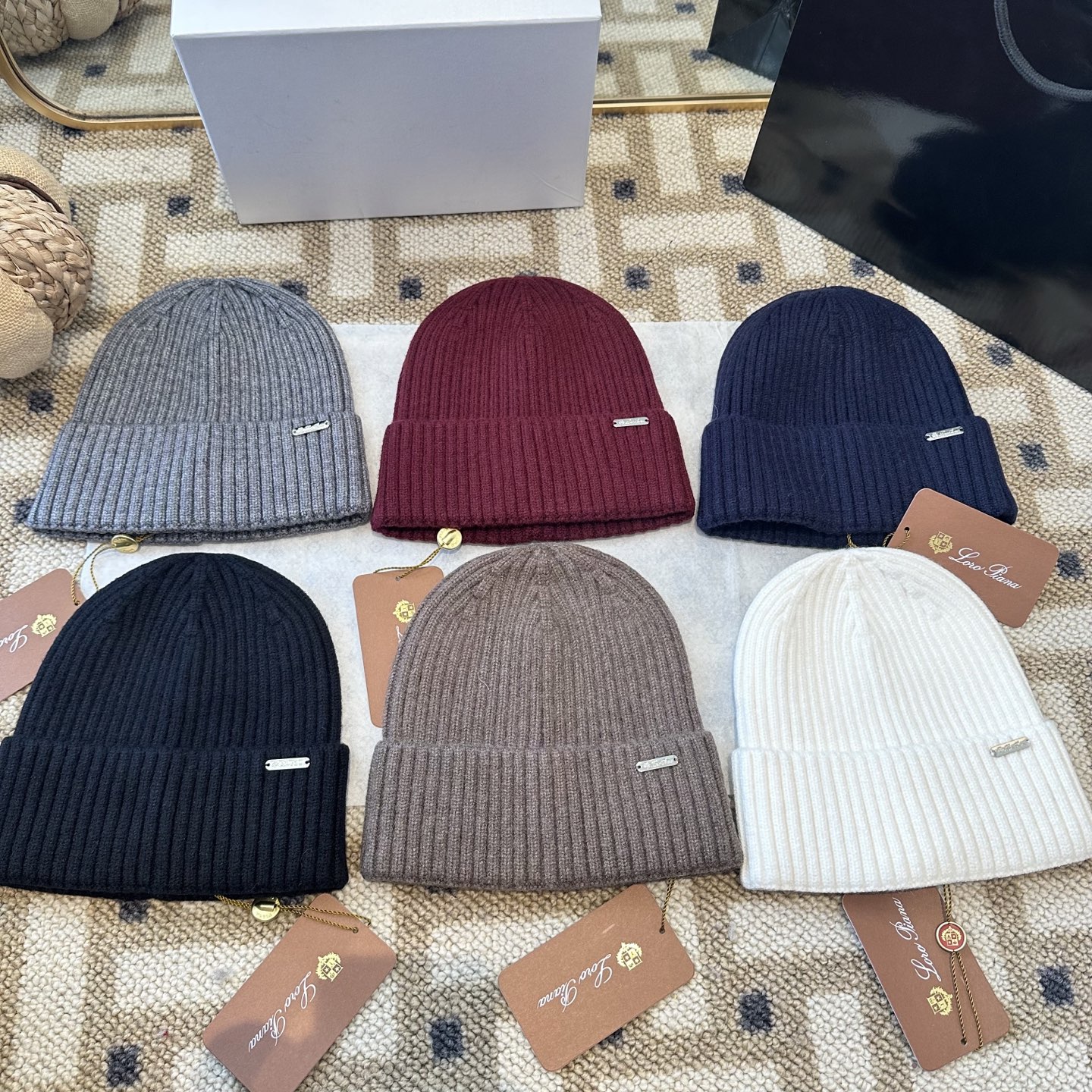 Loro Piana Ribbed Cashmere Beanie Hat - Unisex Warm Winter Headwear