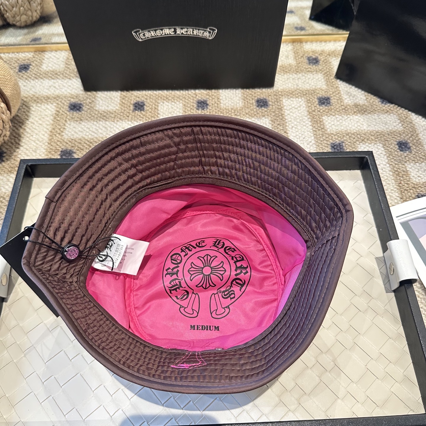 Chrome Hearts CH 克罗心Crank Bait藏青色 拼皮十字架 渔夫帽，男女同款。定织定