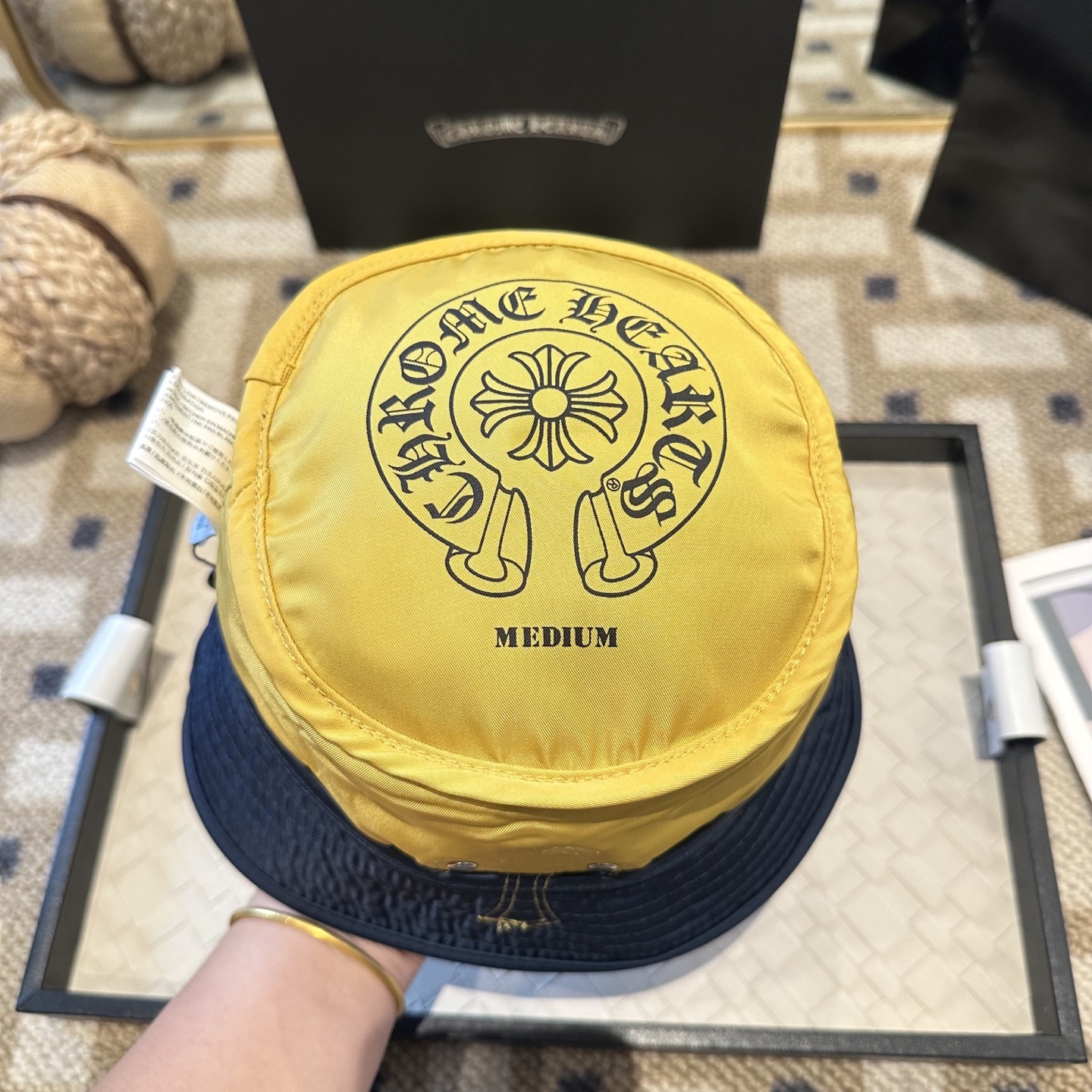 Chrome Hearts CH 克罗心Crank Bait藏青色 拼皮十字架 渔夫帽，男女同款。定织定