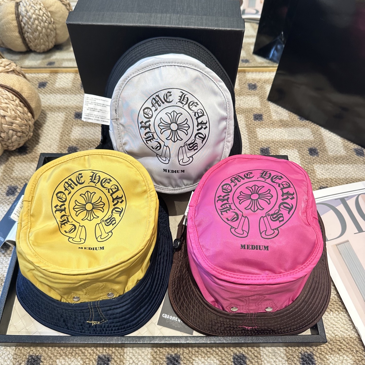 Chrome Hearts CH 克罗心Crank Bait藏青色 拼皮十字架 渔夫帽，男女同款。定织定