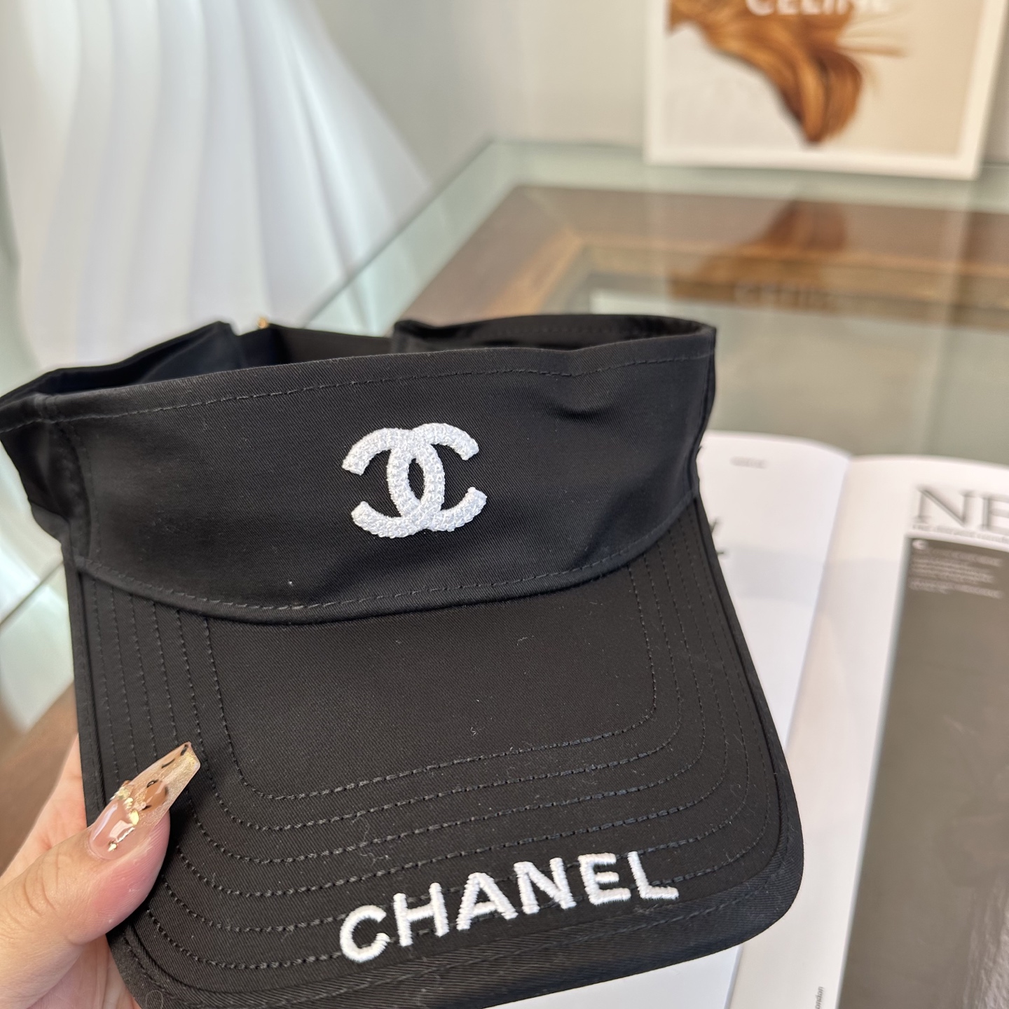 香奈儿CHANEL防晒空顶帽子女夏季时尚大帽檐遮阳帽防紫外线女
