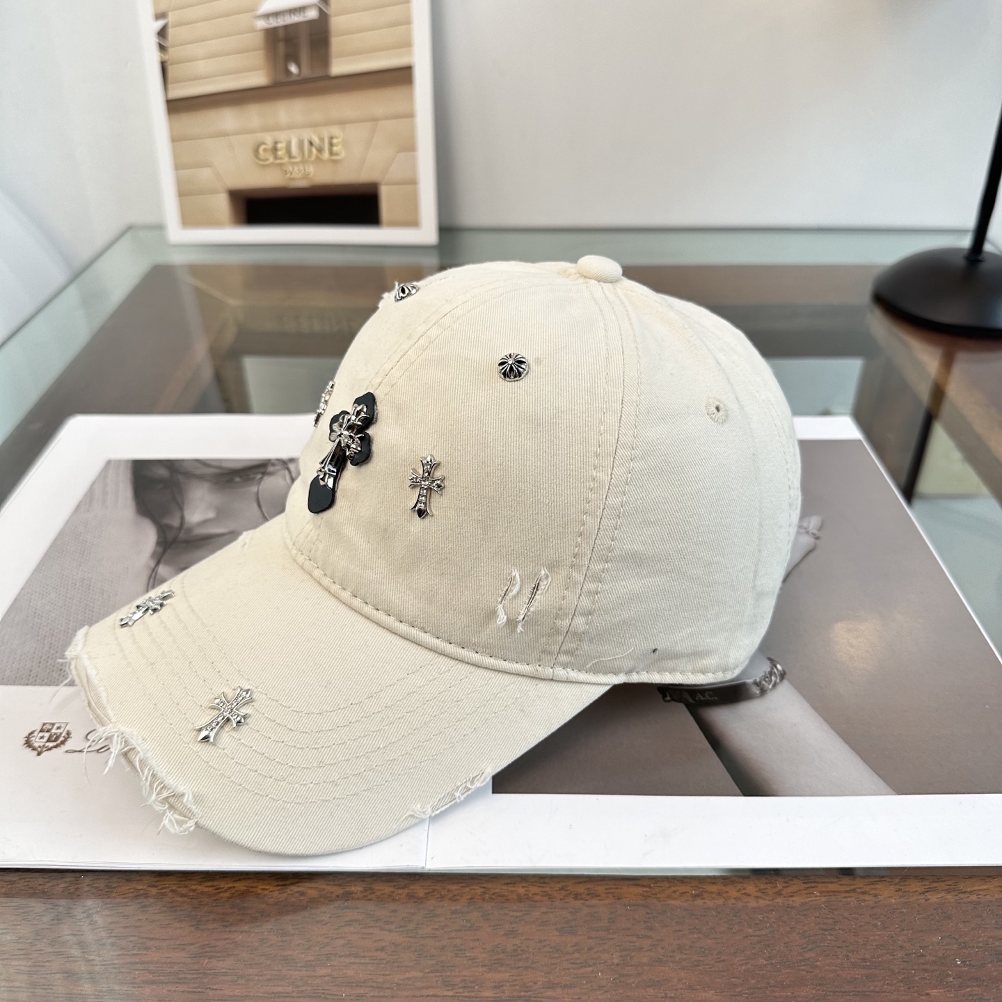 Chrome Hearts 克罗心💓早春韩版时尚复古拼色牛仔棒球帽🧢鸭舌帽