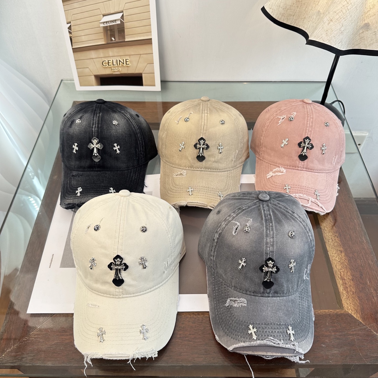 Chrome Hearts 克罗心💓早春韩版时尚复古拼色牛仔棒球帽🧢鸭舌帽