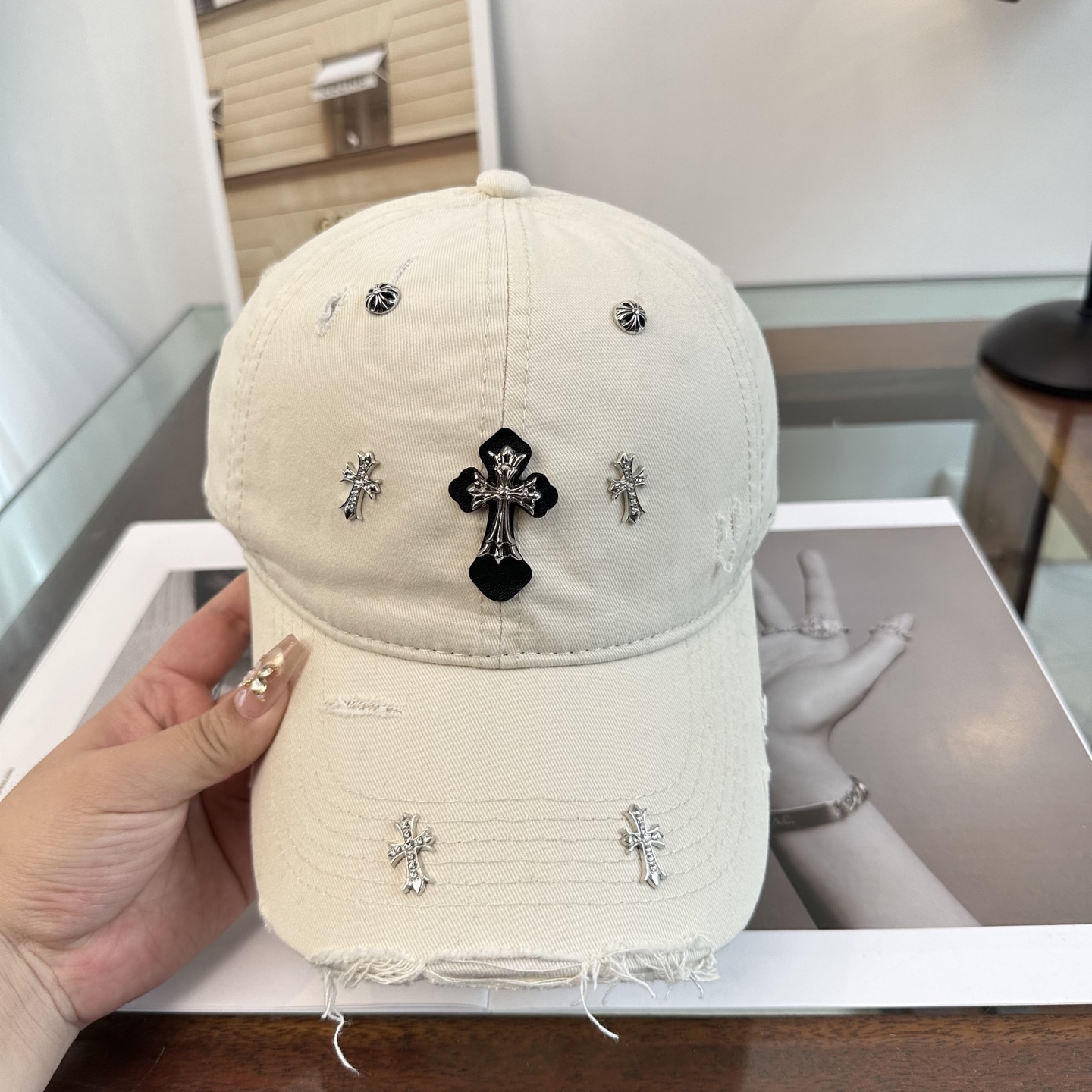 Chrome Hearts 克罗心💓早春韩版时尚复古拼色牛仔棒球帽🧢鸭舌帽