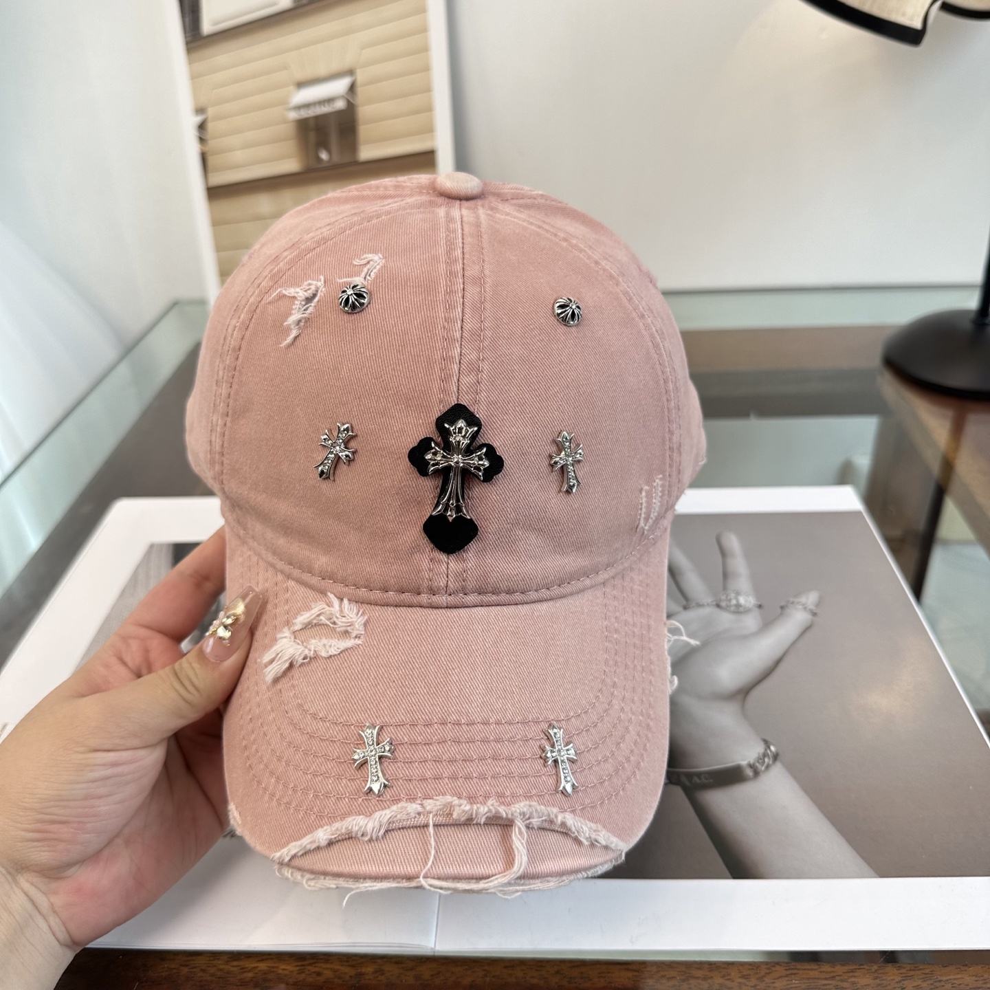 Chrome Hearts 克罗心💓早春韩版时尚复古拼色牛仔棒球帽🧢鸭舌帽