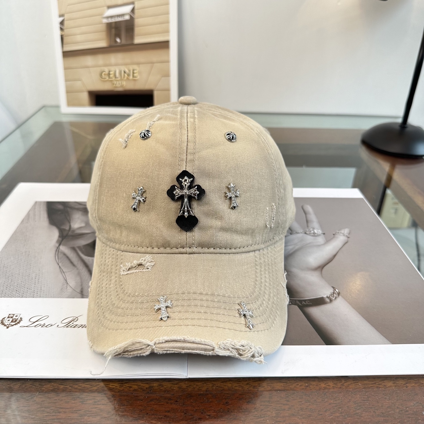 Chrome Hearts 克罗心💓早春韩版时尚复古拼色牛仔棒球帽🧢鸭舌帽