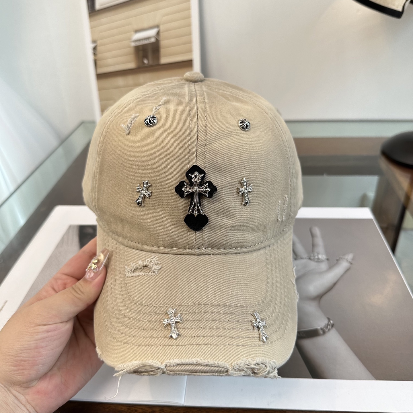 Chrome Hearts 克罗心💓早春韩版时尚复古拼色牛仔棒球帽🧢鸭舌帽