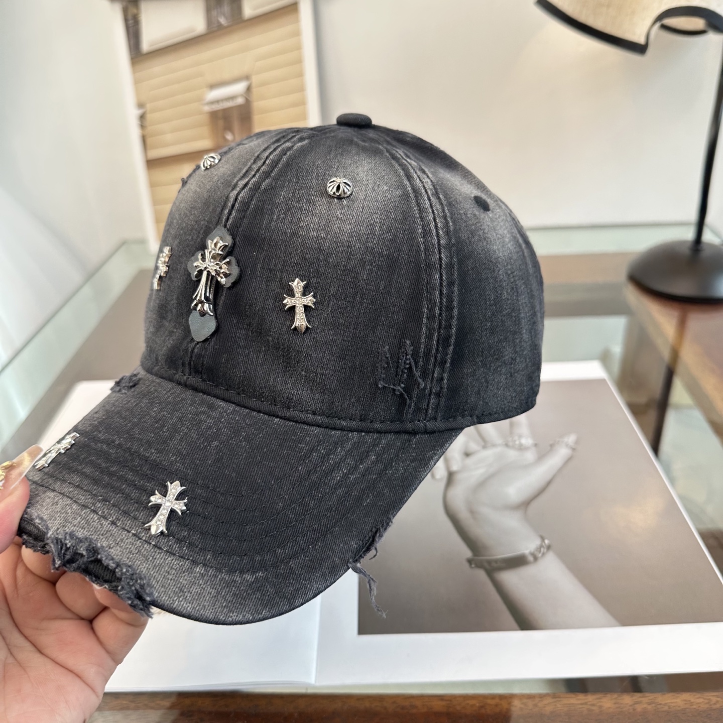 Chrome Hearts 克罗心💓早春韩版时尚复古拼色牛仔棒球帽🧢鸭舌帽