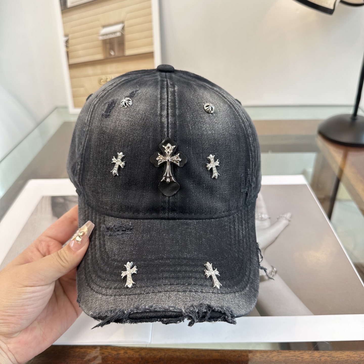Chrome Hearts 克罗心💓早春韩版时尚复古拼色牛仔棒球帽🧢鸭舌帽