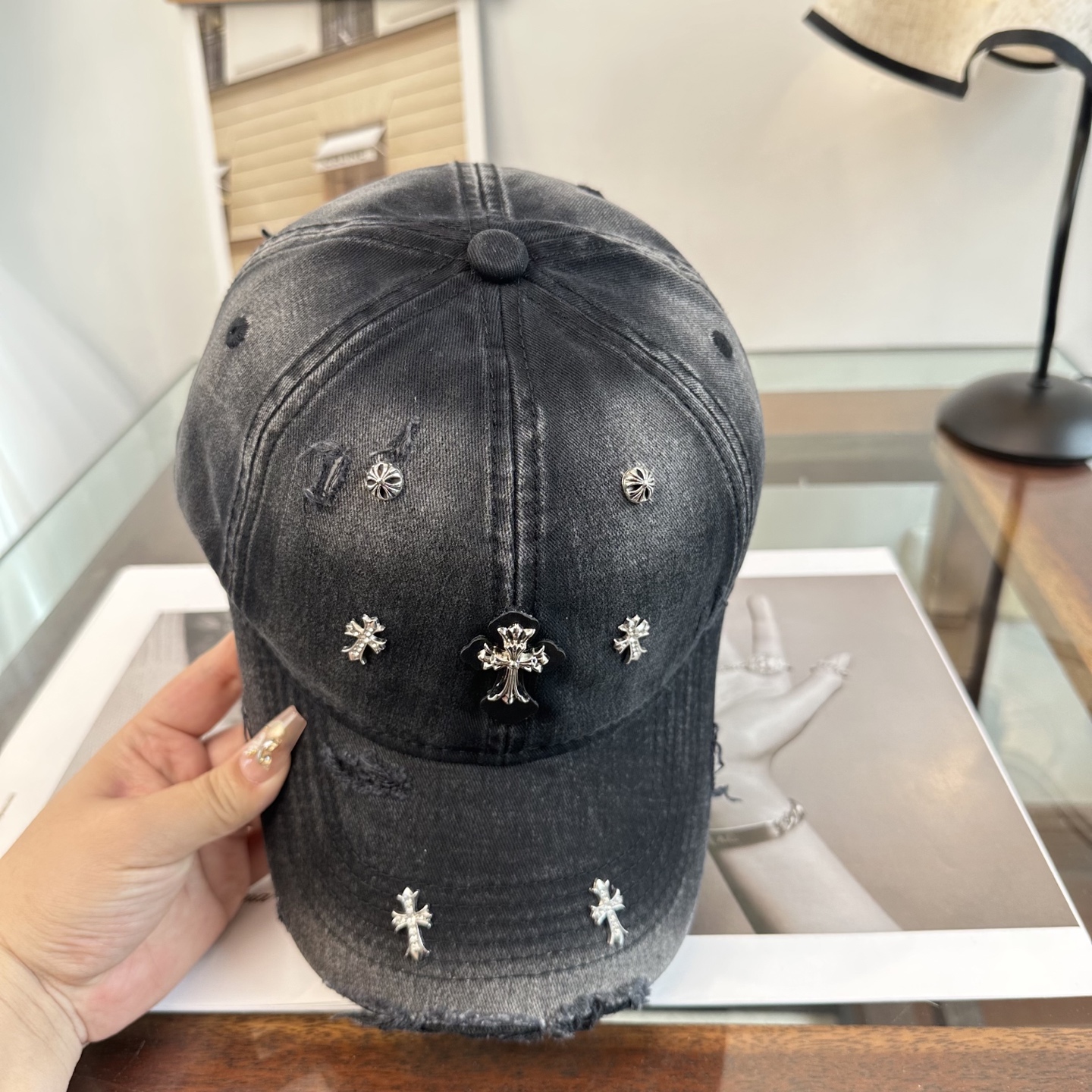 Chrome Hearts 克罗心💓早春韩版时尚复古拼色牛仔棒球帽🧢鸭舌帽