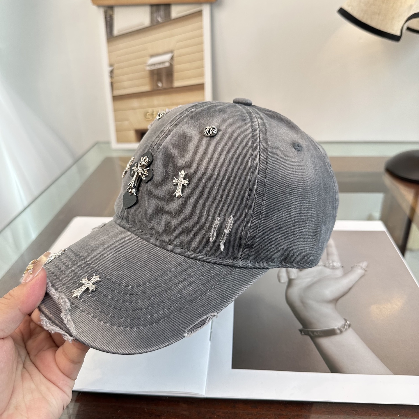 Chrome Hearts 克罗心💓早春韩版时尚复古拼色牛仔棒球帽🧢鸭舌帽