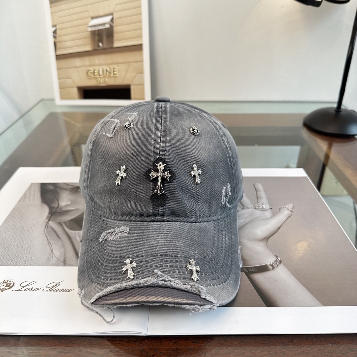 Chrome Hearts 克罗心💓早春韩版时尚复古拼色牛仔棒球帽🧢鸭舌帽