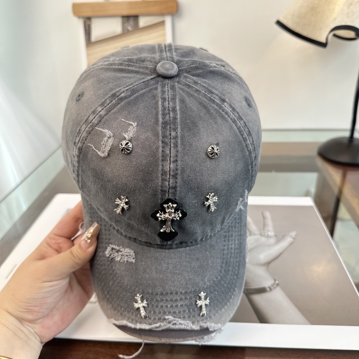 Chrome Hearts 克罗心💓早春韩版时尚复古拼色牛仔棒球帽🧢鸭舌帽