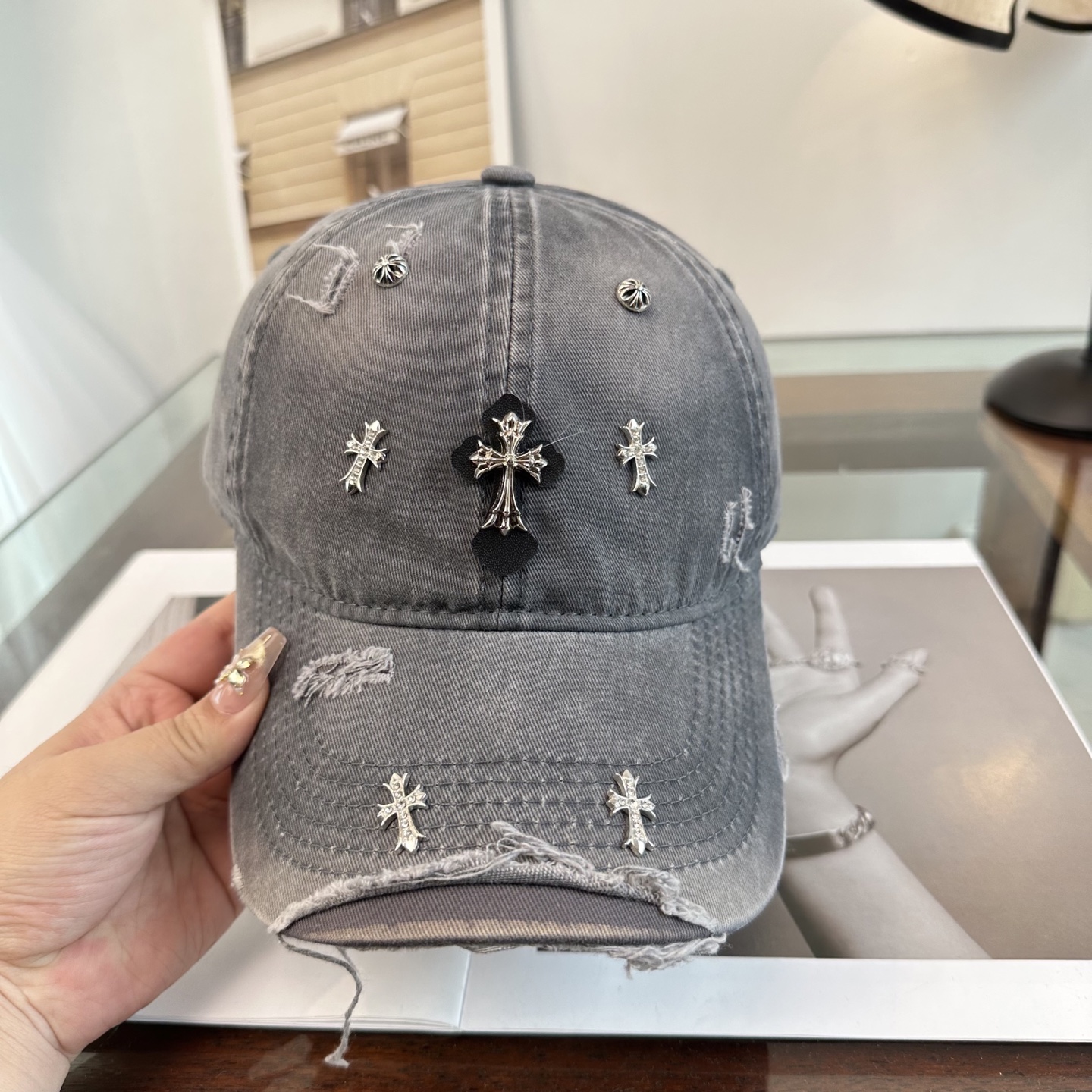 Chrome Hearts 克罗心💓早春韩版时尚复古拼色牛仔棒球帽🧢鸭舌帽