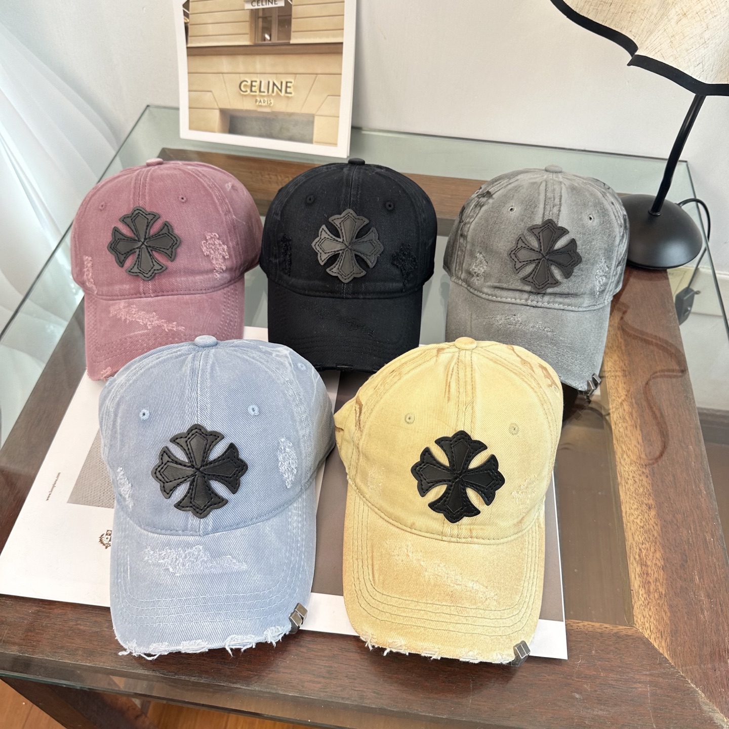 Chrome Hearts 克罗心💓早春韩版时尚复古拼色牛仔棒球帽🧢鸭舌帽