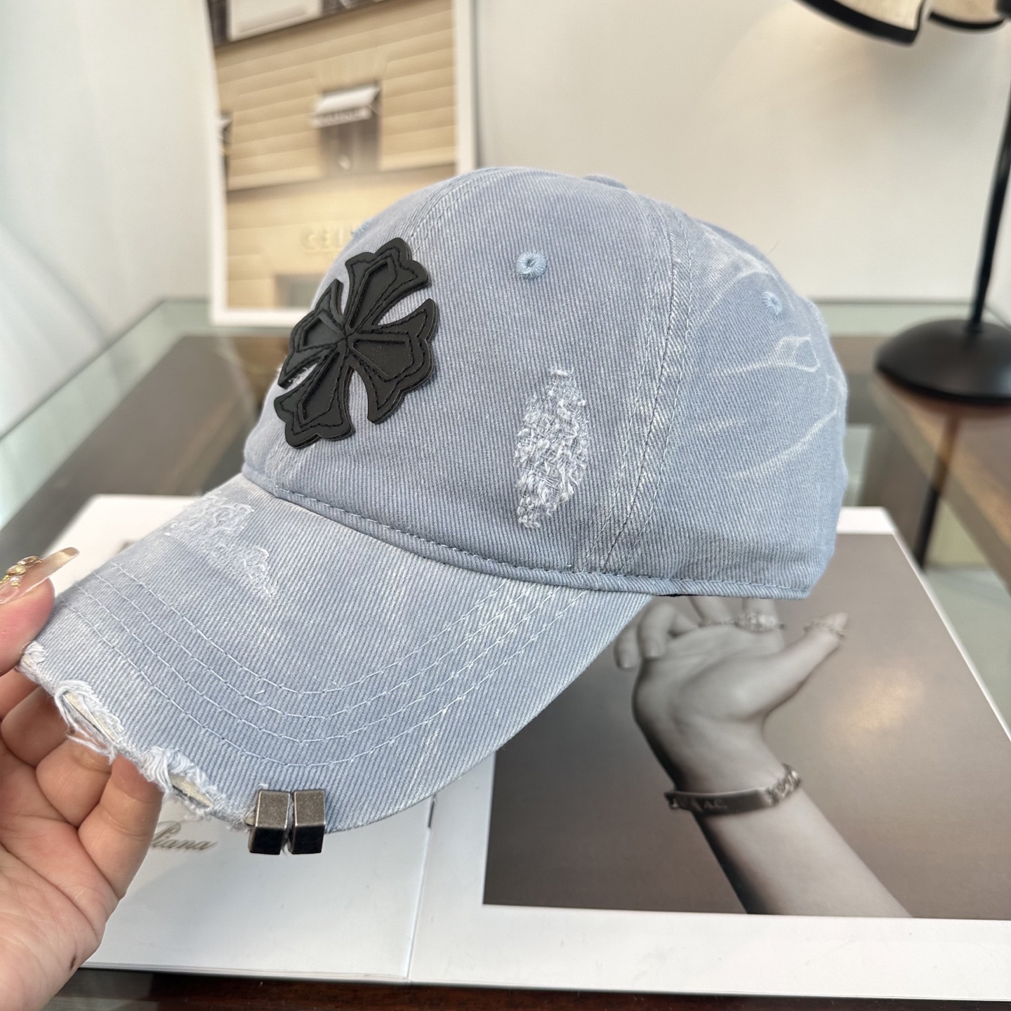 Chrome Hearts 克罗心💓早春韩版时尚复古拼色牛仔棒球帽🧢鸭舌帽