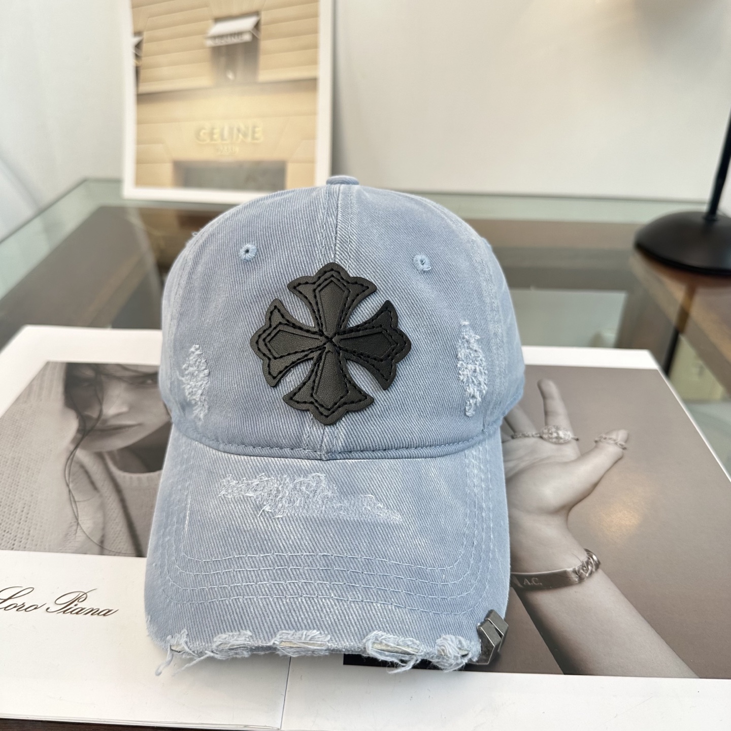 Chrome Hearts 克罗心💓早春韩版时尚复古拼色牛仔棒球帽🧢鸭舌帽