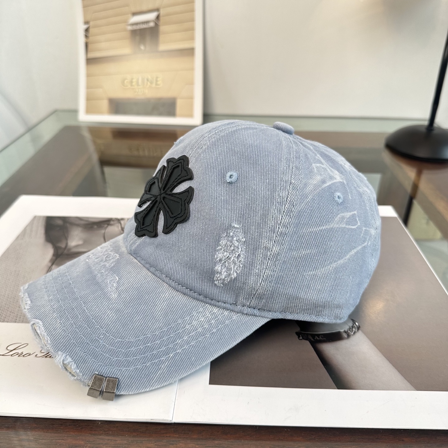 Chrome Hearts 克罗心💓早春韩版时尚复古拼色牛仔棒球帽🧢鸭舌帽
