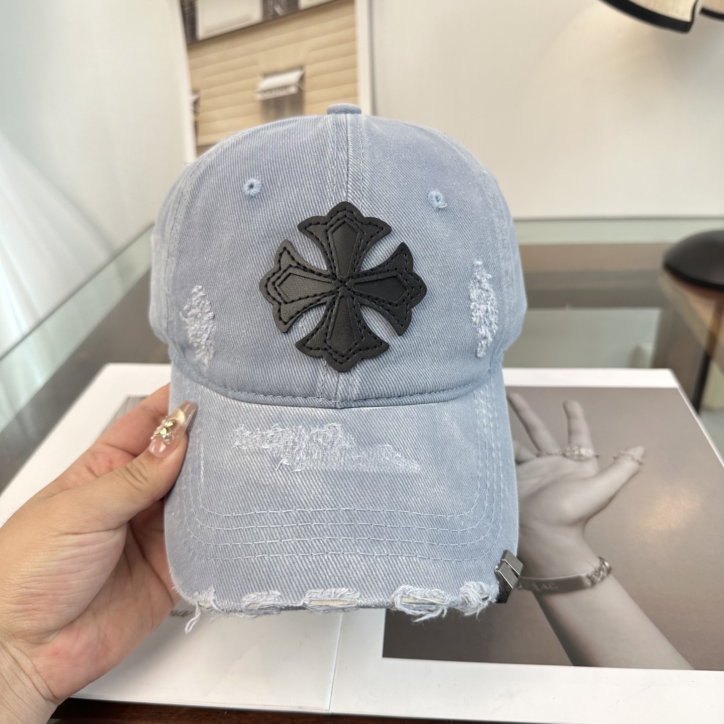 Chrome Hearts 克罗心💓早春韩版时尚复古拼色牛仔棒球帽🧢鸭舌帽