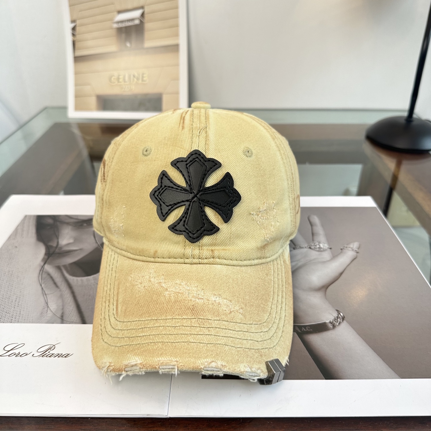 Chrome Hearts 克罗心💓早春韩版时尚复古拼色牛仔棒球帽🧢鸭舌帽