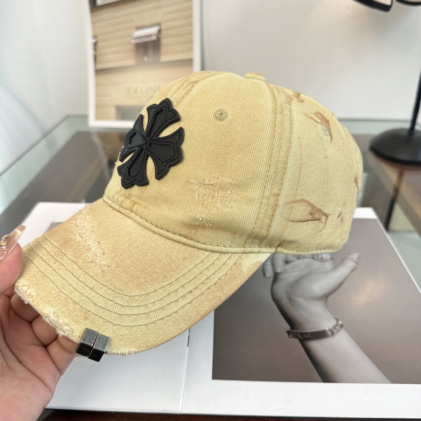 Chrome Hearts 克罗心💓早春韩版时尚复古拼色牛仔棒球帽🧢鸭舌帽