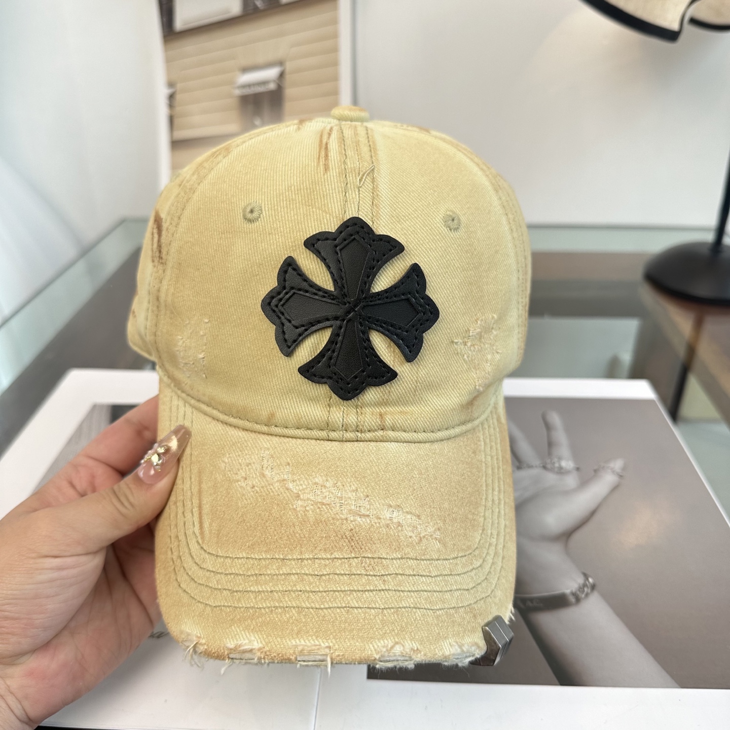 Chrome Hearts 克罗心💓早春韩版时尚复古拼色牛仔棒球帽🧢鸭舌帽