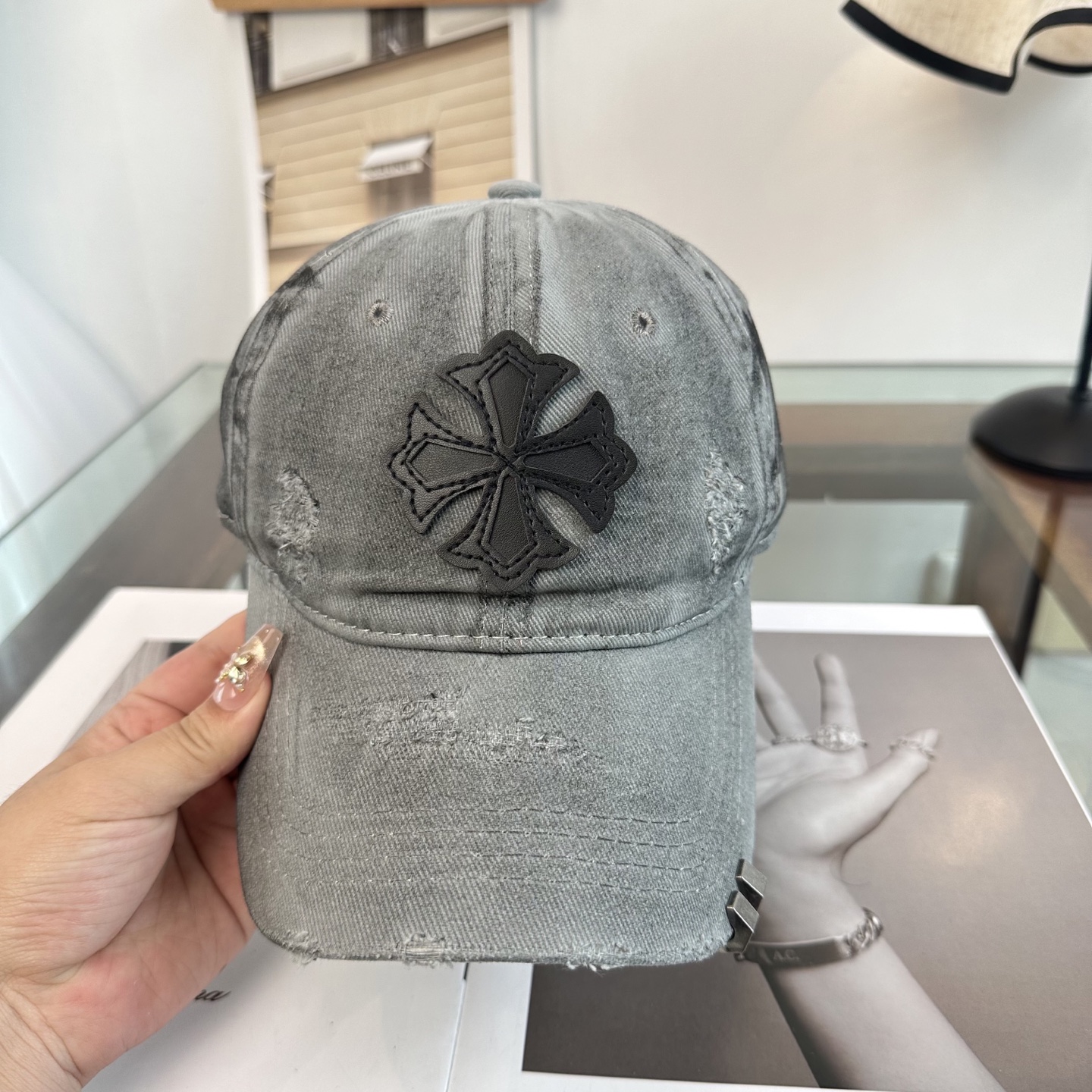 Chrome Hearts 克罗心💓早春韩版时尚复古拼色牛仔棒球帽🧢鸭舌帽