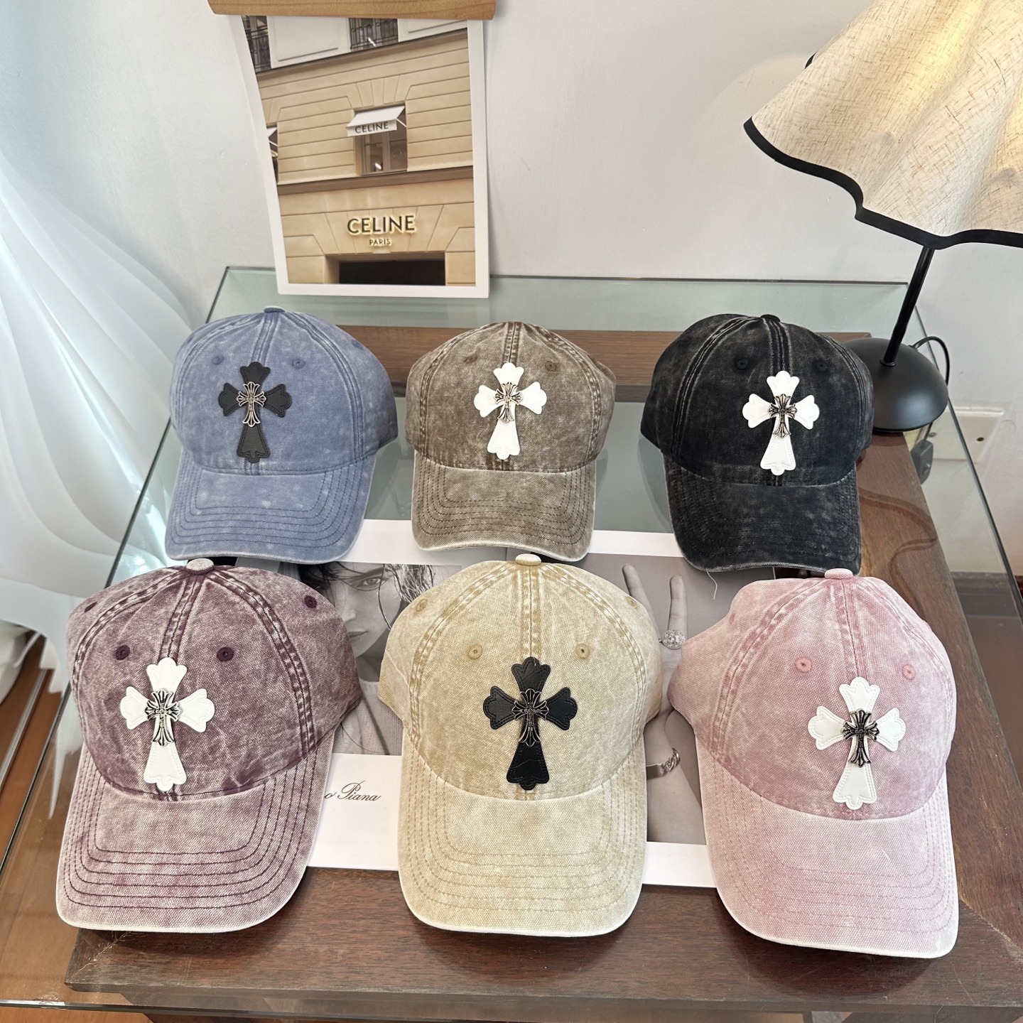 Chrome Hearts 克罗心💓早春韩版时尚复古拼色牛仔棒球帽🧢鸭舌帽