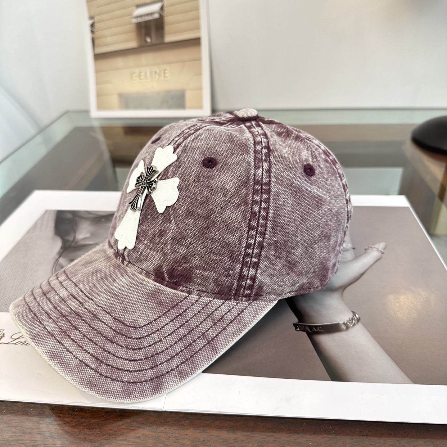 Chrome Hearts 克罗心💓早春韩版时尚复古拼色牛仔棒球帽🧢鸭舌帽