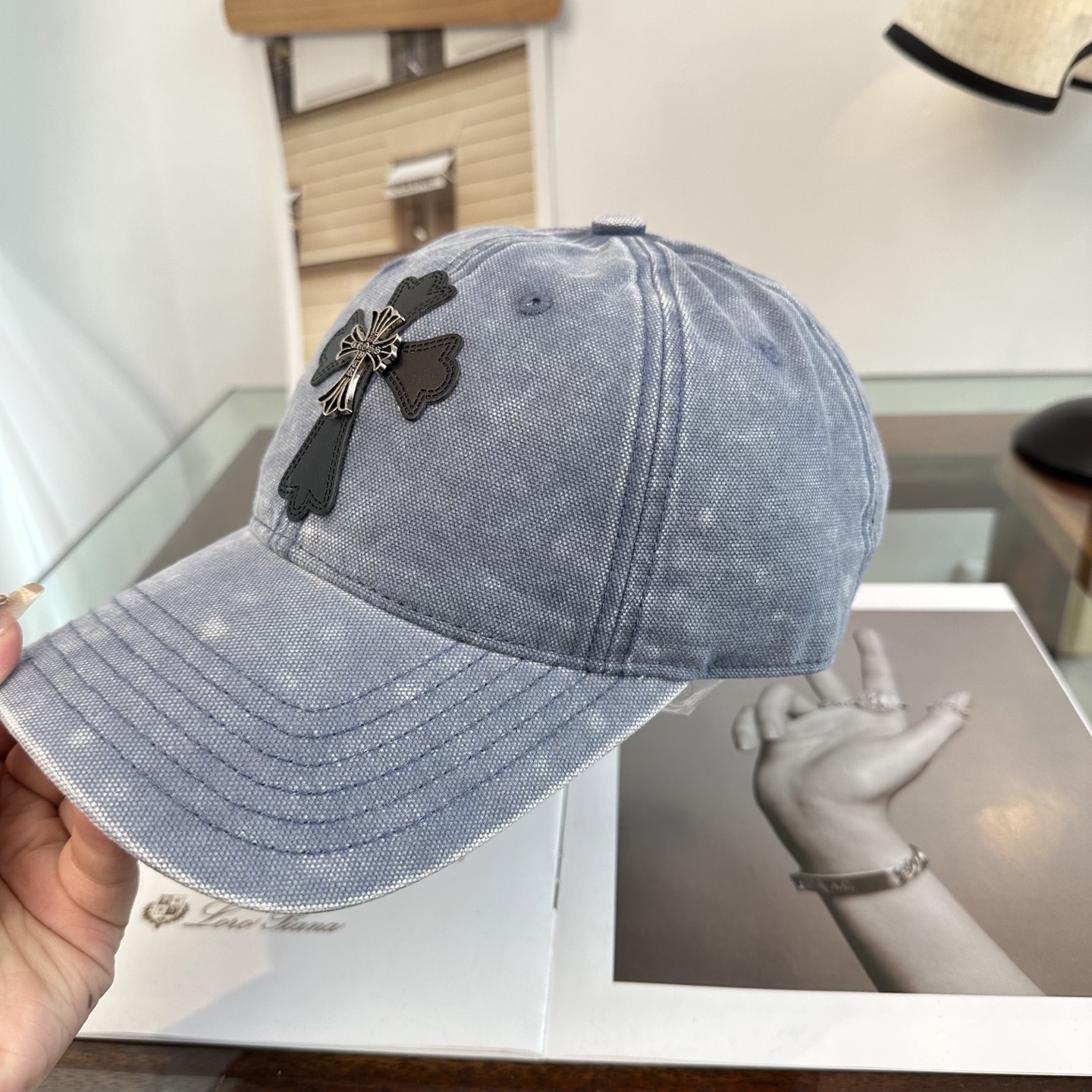Chrome Hearts 克罗心💓早春韩版时尚复古拼色牛仔棒球帽🧢鸭舌帽