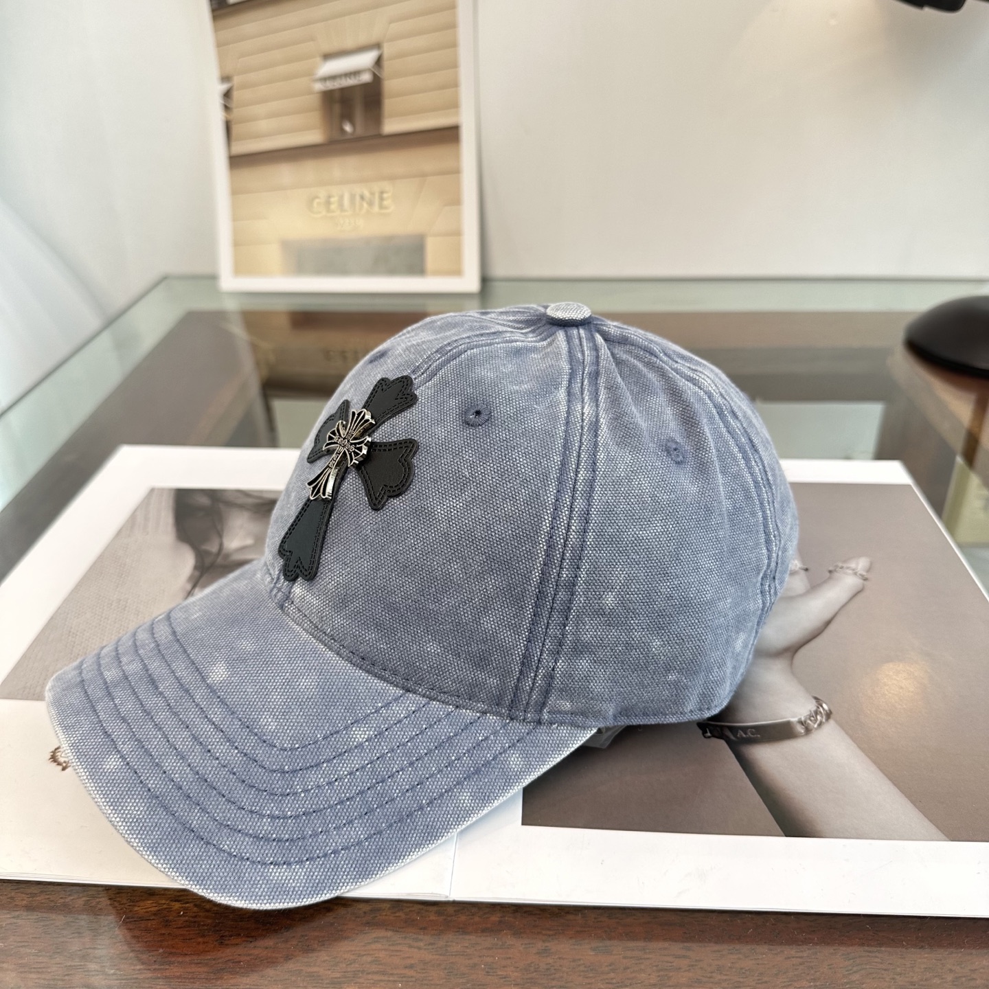 Chrome Hearts 克罗心💓早春韩版时尚复古拼色牛仔棒球帽🧢鸭舌帽