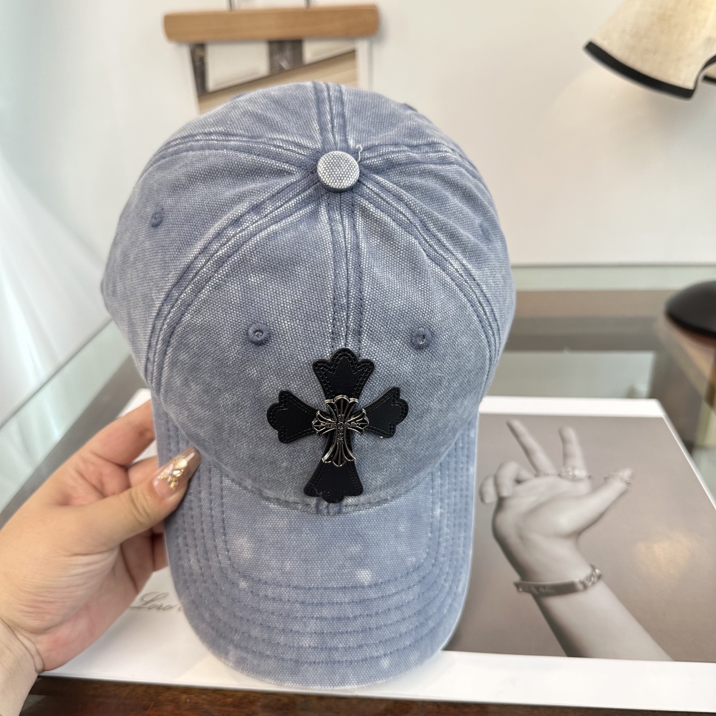 Chrome Hearts 克罗心💓早春韩版时尚复古拼色牛仔棒球帽🧢鸭舌帽