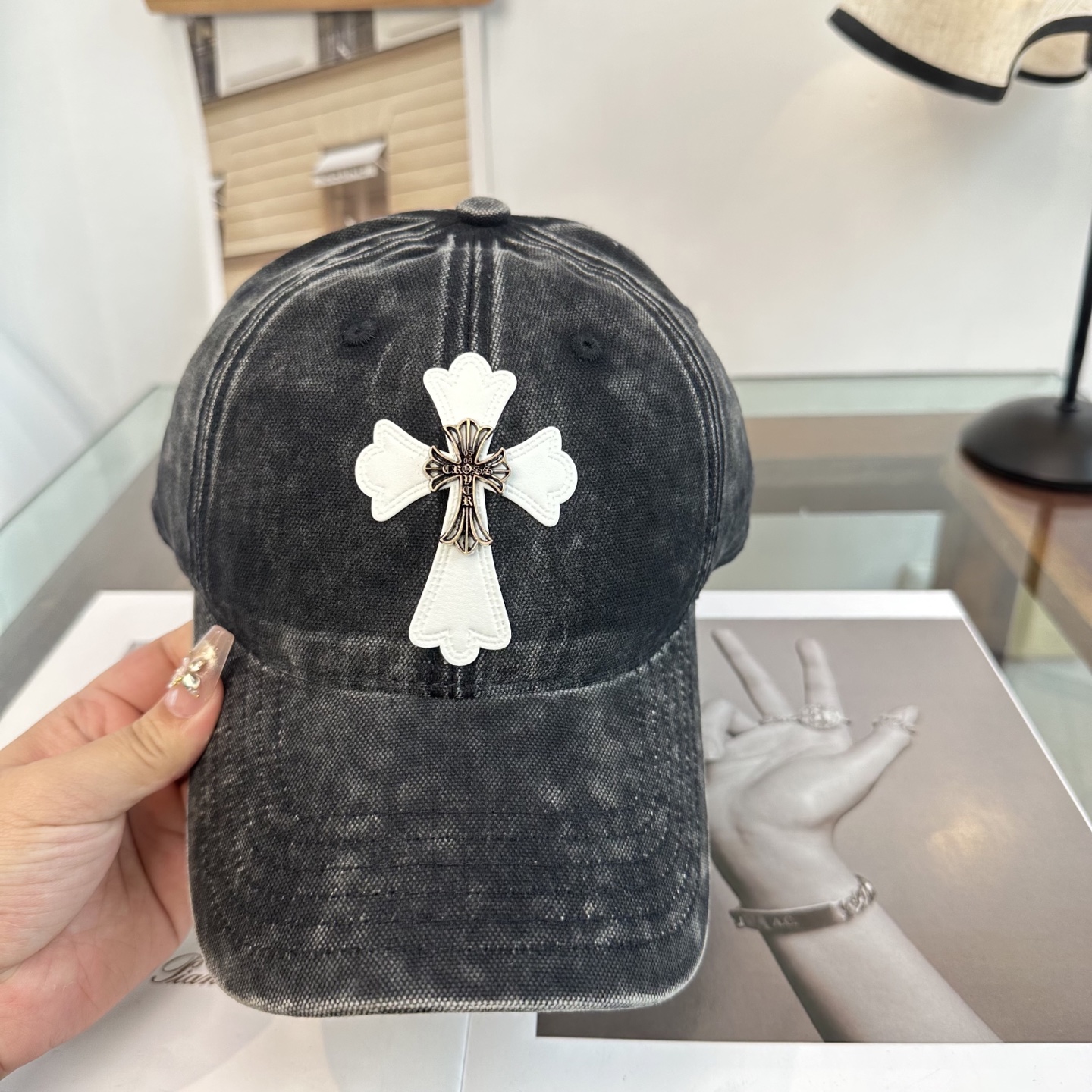 Chrome Hearts 克罗心💓早春韩版时尚复古拼色牛仔棒球帽🧢鸭舌帽
