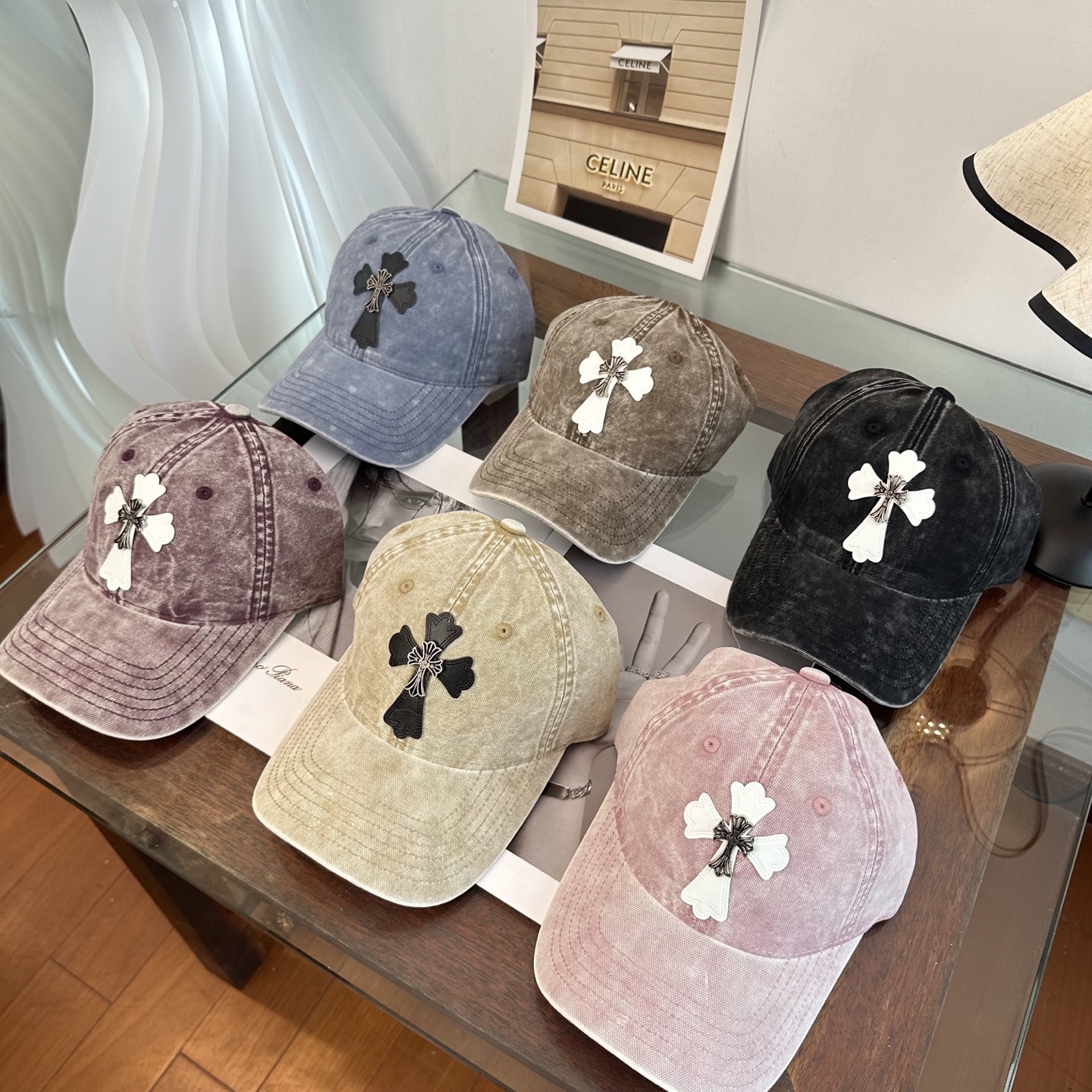 Chrome Hearts 克罗心💓早春韩版时尚复古拼色牛仔棒球帽🧢鸭舌帽