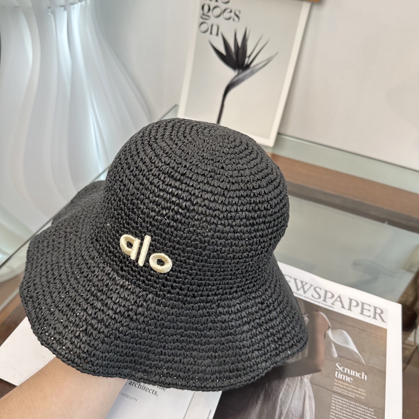 alo 阿洛 新款拉菲草帽，纯手工钩织，产量极少，重工打造，专柜同款，头围57cm