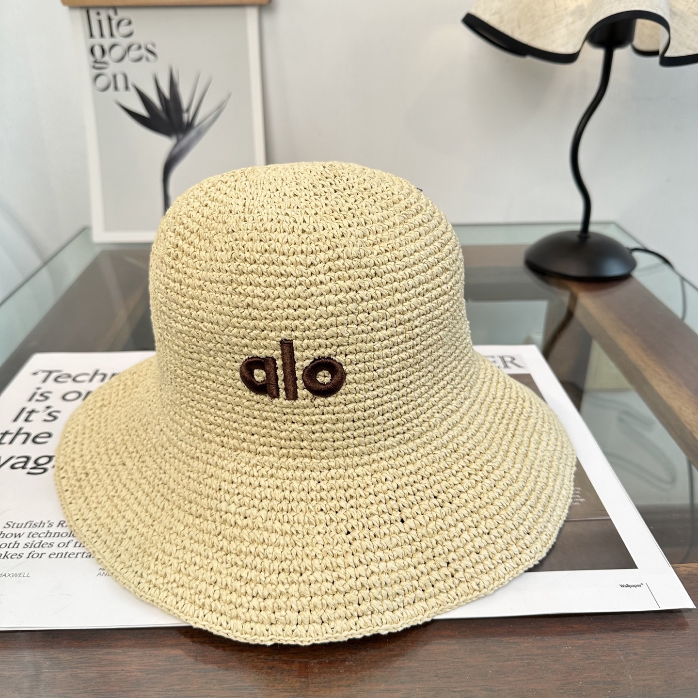 alo 阿洛 新款拉菲草帽，纯手工钩织，产量极少，重工打造，专柜同款，头围57cm