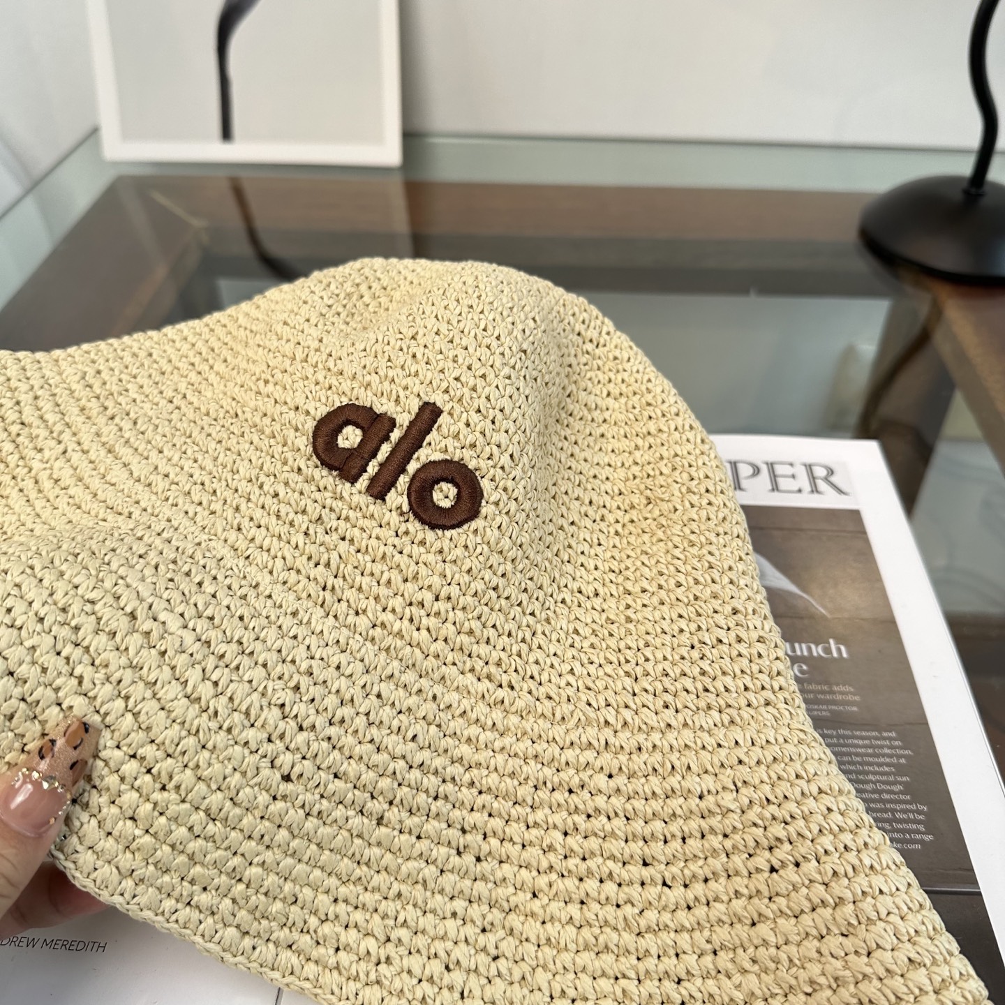 alo 阿洛 新款拉菲草帽，纯手工钩织，产量极少，重工打造，专柜同款，头围57cm