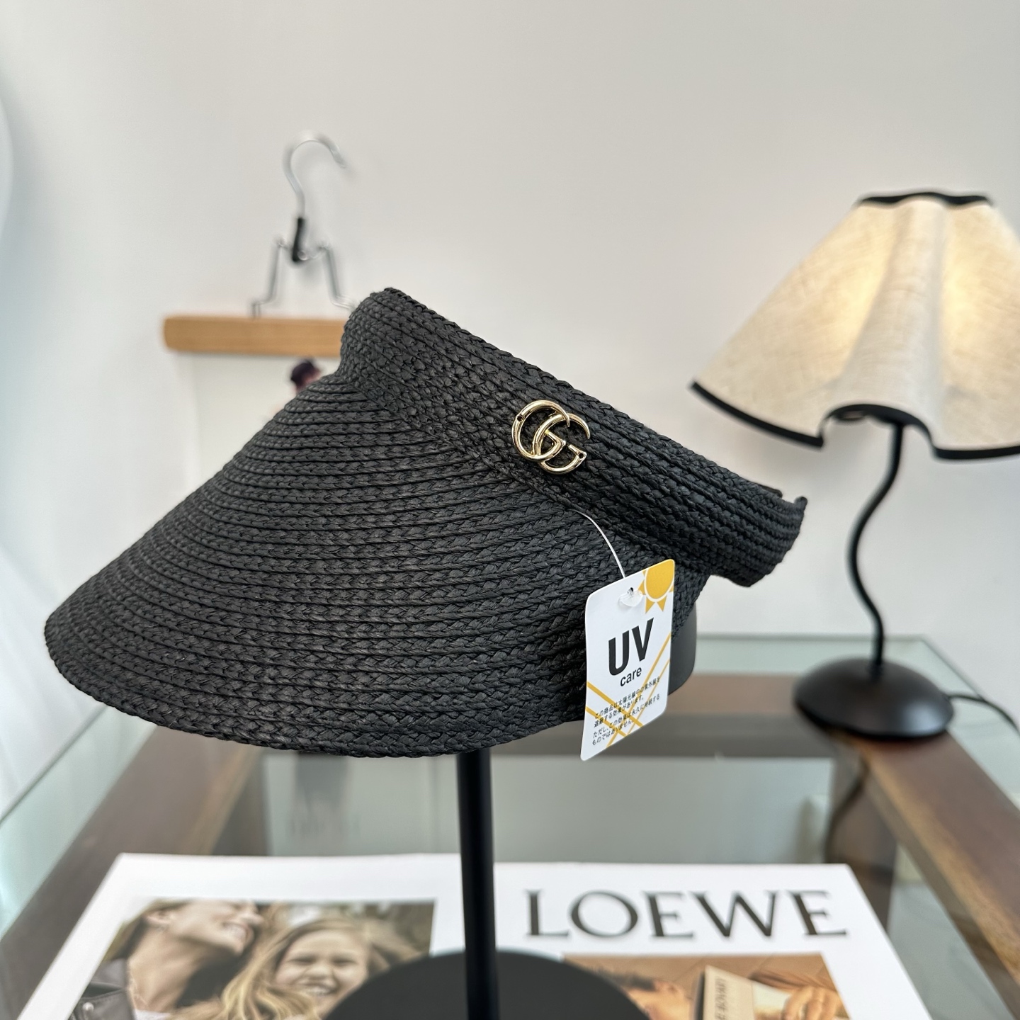 GUCCI 古奇 防晒空顶帽子女夏季时尚大帽檐遮阳帽防紫外线女
