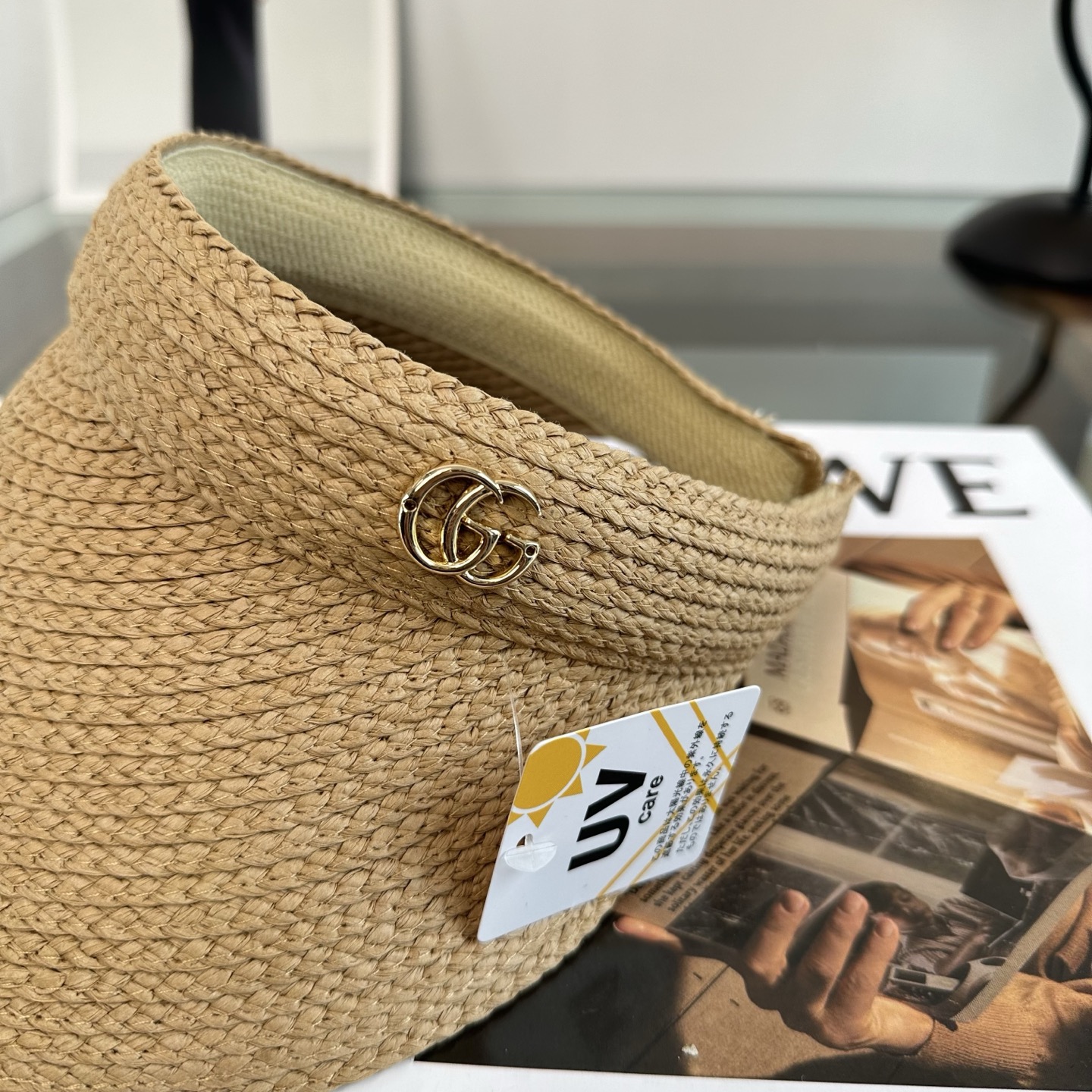GUCCI 古奇 防晒空顶帽子女夏季时尚大帽檐遮阳帽防紫外线女