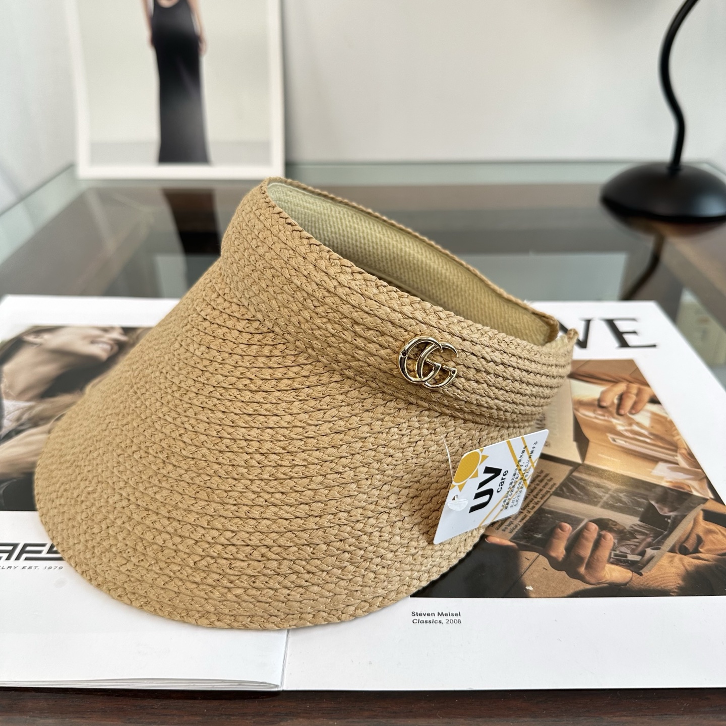GUCCI 古奇 防晒空顶帽子女夏季时尚大帽檐遮阳帽防紫外线女