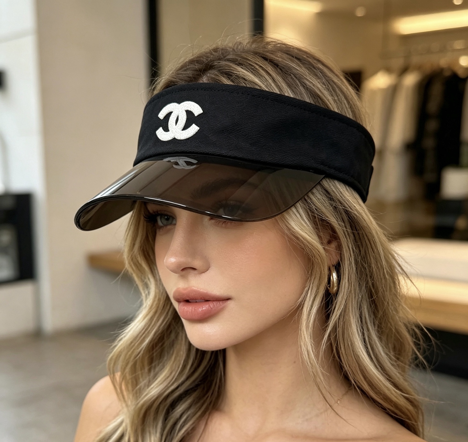 香奈儿CHANEL防晒空顶帽子女夏季时尚大帽檐遮阳帽防紫外线女