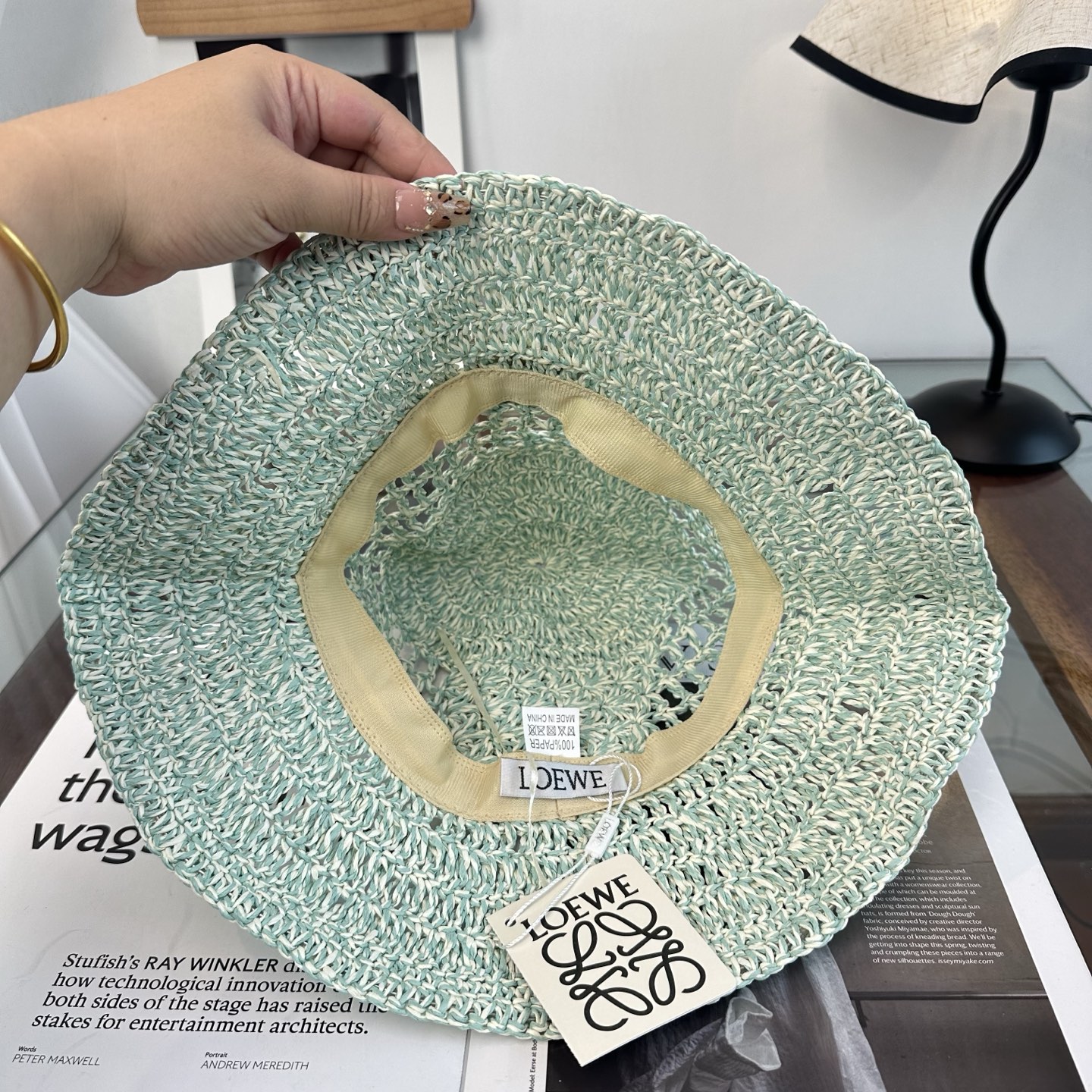 罗意威 新款拉菲草帽，纯手工钩织，产量极少，重工打造，专柜同款，头围57cm